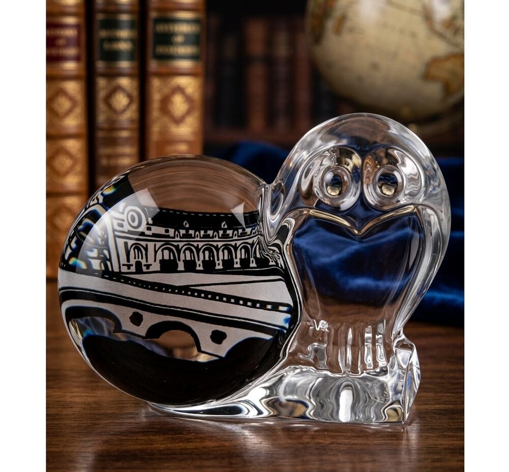 BACCARAT Crystal Owl Figurine W/ Musée d'Orsay in France Paris Rare Discontinued